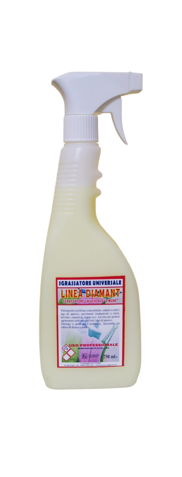 -LINEA DIAMANT- Sgrassatore universale "Limone" flacone 750 ml con spruzzatore